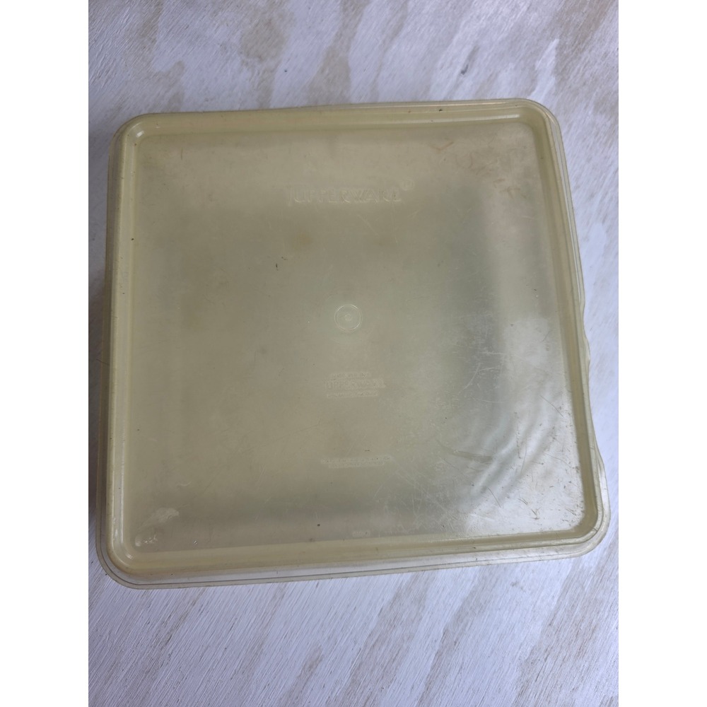 Vintage Tupperware Square Storage Container with Lid Cream Off White 9.5" USA